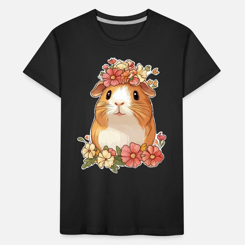 Cochon d’Inde avec des fleurs T-shirt bio Premium Enfant