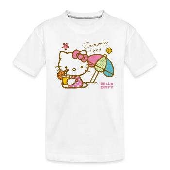 Hello Kitty At The Beach Under A Sun Umbrella - Kids' Premium Organic T-Shirt - white - Front