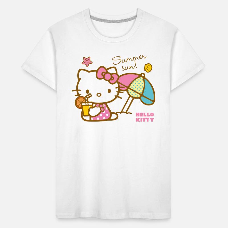 Hello Kitty At The Beach Under A Sun Umbrella Kids' Premium Organic T-Shirt
