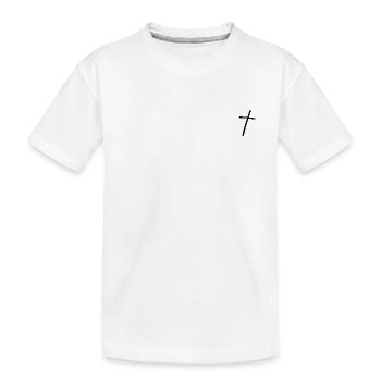 Dessin croix chrétienne noire - T-shirt bio Premium Enfant - blanc - Devant