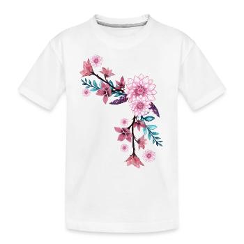 Blumen - Kinder Premium Bio T-Shirt - Weiß - Vorne