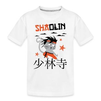 Funny Cat, Shaolin Drôle de Chat Maitre Kung Fu - T-shirt bio Premium Enfant - blanc - Devant
