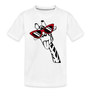 Giraffe mit Brille - Kinder Premium Bio T-Shirt - Weiß - Vorne
