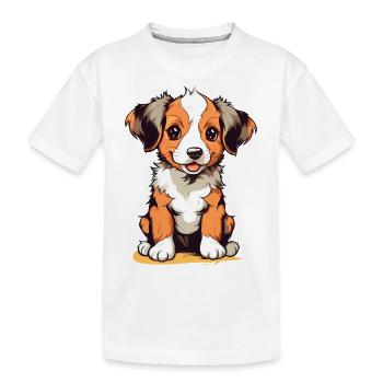 Cute puppy - Kids' Premium Organic T-Shirt - white - Front