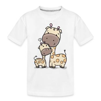 Girafe avec bébé girafe - T-shirt bio Premium Enfant - blanc - Devant