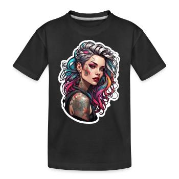 Rocker Girl / Punk Rock / Woman / Colorful Hair / Cool - Kids' Premium Organic T-Shirt - black - Front