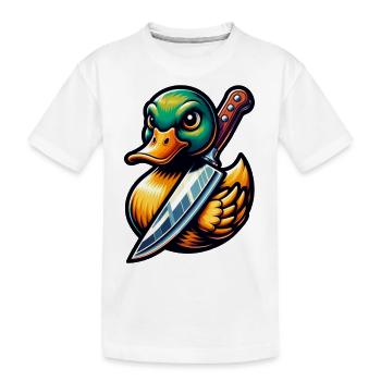 Ente mit Messer Halloween - Kinder Premium Bio T-Shirt - Weiß - Vorne
