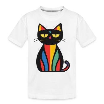 Katze Halloween Kater - Kinder Premium Bio T-Shirt - Weiß - Vorne