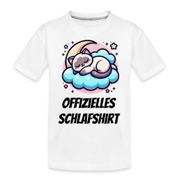 Chemise de nuit officielle - Motif chat mignon - T-shirt bio Premium Enfant - blanc - Devant