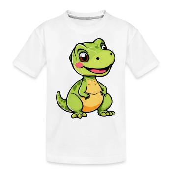 Verspielter Cartoon Dino - Kinder Premium Bio T-Shirt - Weiß - Vorne