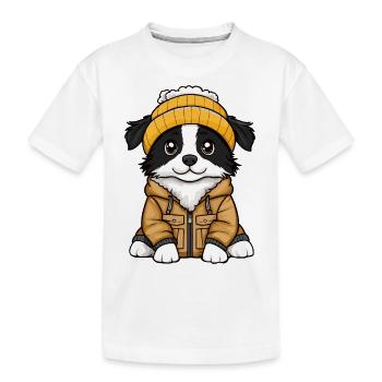 Border Collie Hund Stylisch - Kinder Premium Bio T-Shirt - Weiß - Vorne