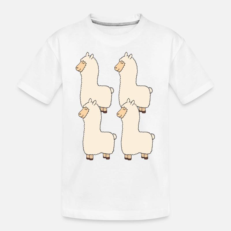 lama viererpack - Kinder Premium Bio T-Shirt - Weiß