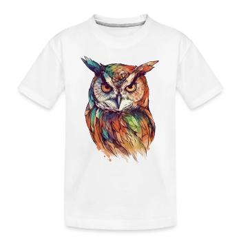 Eule Uhu Vogel Nachtvogel Tier Nacht Mond Natur - Kinder Premium Bio T-Shirt - Weiß - Vorne