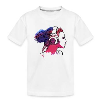 girl with headphones, woman with headphones - Kinder Premium Bio T-Shirt - Weiß - Vorne