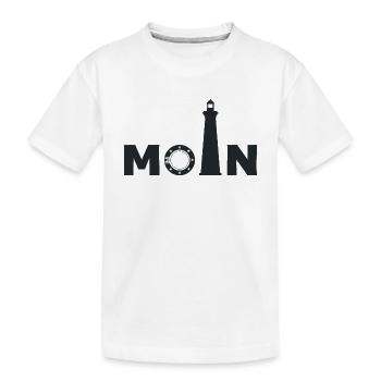 Am Leuchtturm sagt man "Moin" - Kinder Premium Bio T-Shirt - Weiß - Vorne