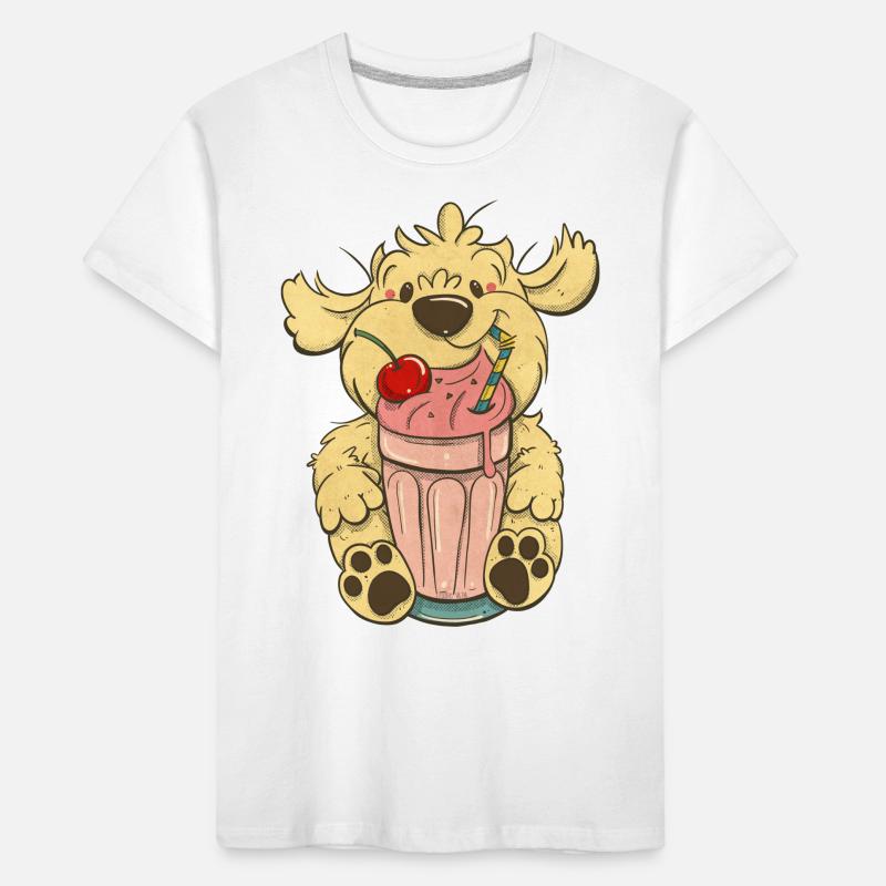 Cockapoo Thor mit rosa Milchshake Kinder Premium Bio T-Shirt