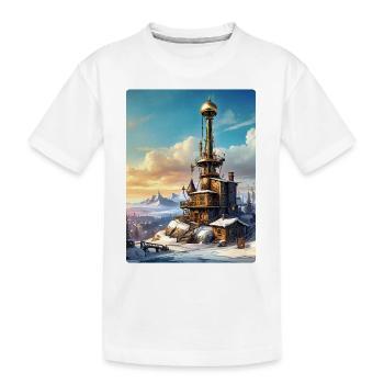 Paysage d’hiver steampunk avec tour radio 1.9 - T-shirt bio Premium Enfant - blanc - Devant
