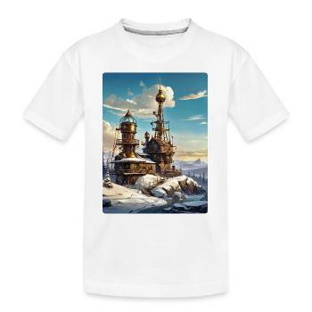 Paysage d’hiver steampunk avec tour radio 1.6 - T-shirt bio Premium Enfant - blanc - Devant