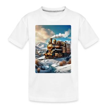 Steampunk Winterlandschaft Dampflok 1.2 - Kinder Premium Bio T-Shirt - Weiß - Vorne