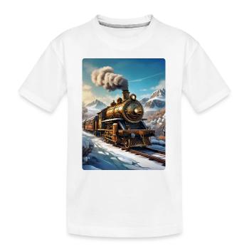 Steampunk Winterlandschaft Dampflok 1.4 - Kinder Premium Bio T-Shirt - Weiß - Vorne
