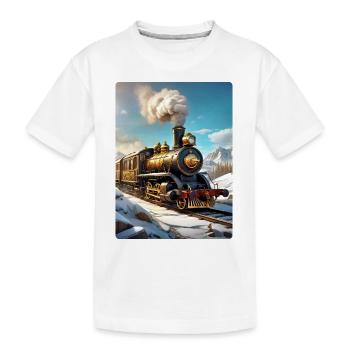 Steampunk Winterlandschaft Dampflok 1.8 - Kinder Premium Bio T-Shirt - Weiß - Vorne