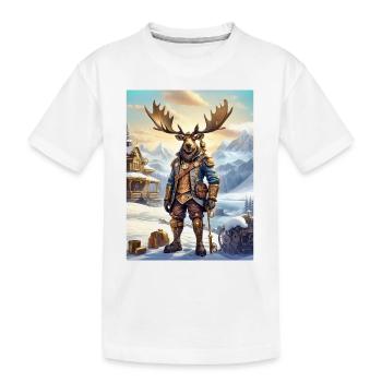 Steampunk Winter Landscape Moose 1.10 - Kids' Premium Organic T-Shirt - white - Front