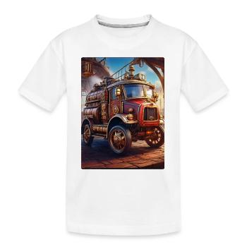 Steampunk Fire Truck 1.5 - Kinder Premium Bio T-Shirt - Weiß - Vorne