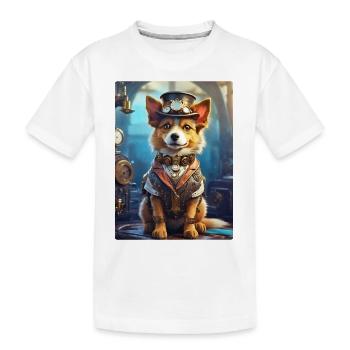Steampunk Hund 1.4 - Kinder Premium Bio T-Shirt - Weiß - Vorne