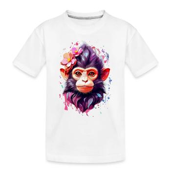 Affe Monkey V1 24 04 - Kinder Premium Bio T-Shirt - Weiß - Vorne