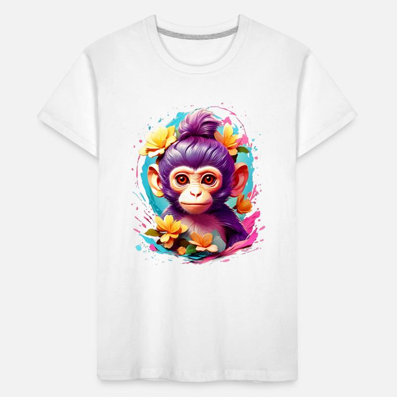 Affe Monkey V1 24 01 Kinder Premium Bio T-Shirt