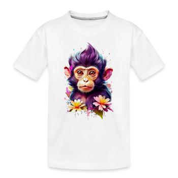 Affe Monkey V1 24 19 - Kinder Premium Bio T-Shirt - Weiß - Vorne