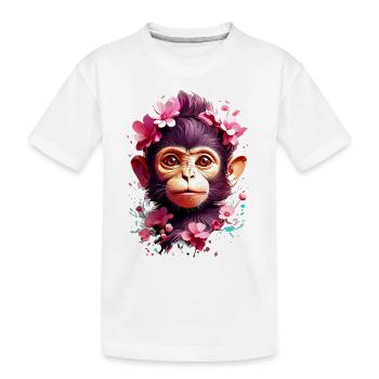 Affe Monkey V1 24 09 - Kinder Premium Bio T-Shirt - Weiß - Vorne