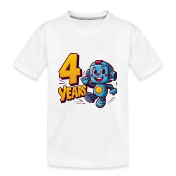 Vier Jahre süßer kleiner Roboter Kindergeburtstag - Kinder Premium Bio T-Shirt - Weiß - Vorne
