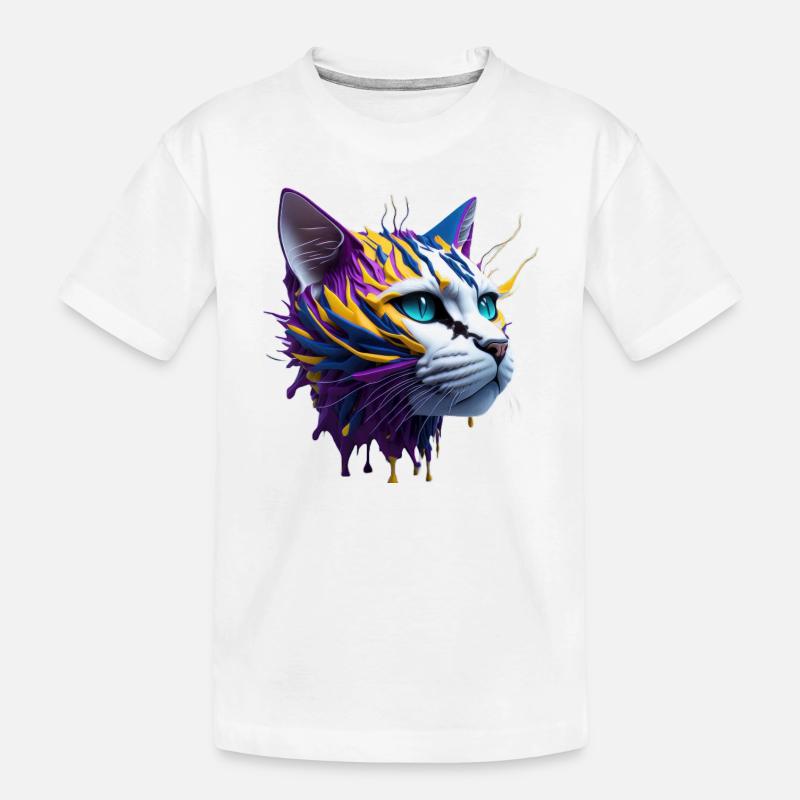 cat lovers, cat 3d ,chat tigré - T-shirt bio Premium Enfant - blanc