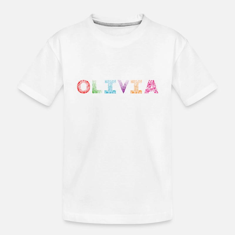 Olivia Briefname - Kinder Premium Bio T-Shirt - Weiß