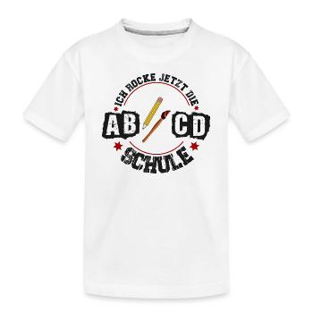 Einschulung Schulanfang Erstklässler Schulanfänger - Kinder Premium Bio T-Shirt - Weiß - Vorne