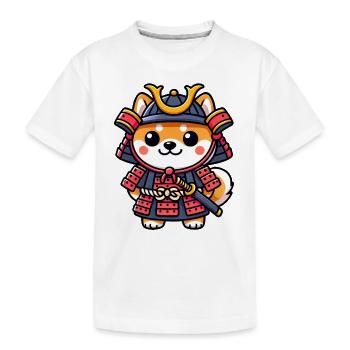 Samurai Shiba Inu - Kinder Premium Bio T-Shirt - Weiß - Vorne