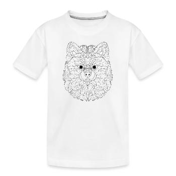 Ornate Pomeranian Delight: Geometric Canine Design - Kids' Premium Organic T-Shirt - white - Front