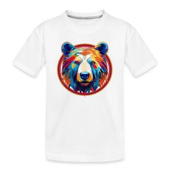 Abstract Spectrum Bear: Geometric Color Fusion - Kids' Premium Organic T-Shirt - white - Front