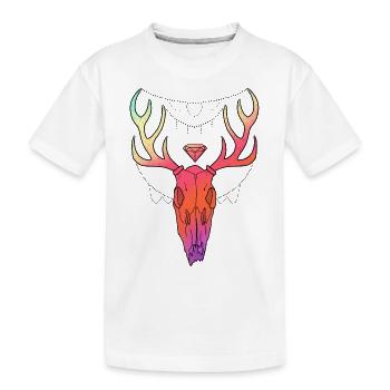 Hirschgeweih Schädel Lineart-Design - Kinder Premium Bio T-Shirt - Weiß - Vorne