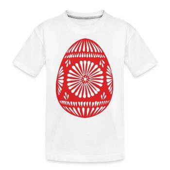 Rotes gemustertes Osterei - Kinder Premium Bio T-Shirt - Weiß - Vorne