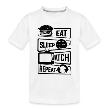 Eat Sleep Watch Repeat - TV Shows Couch TV - Kids' Premium Organic T-Shirt - white - Front