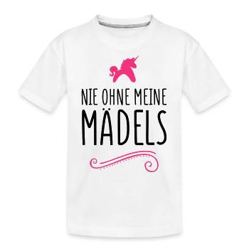 einhorn nie ohne meine maedels - Kinder Premium Bio T-Shirt - Weiß - Vorne