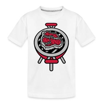 Small Grill Steak BBQ - Kids' Premium Organic T-Shirt - white - Front