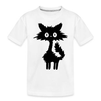 Schwarze Katze - Kinder Premium Bio T-Shirt - Weiß - Vorne