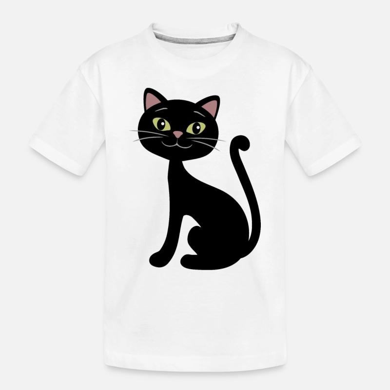 Glückliche schwarze Katze - Kinder Premium Bio T-Shirt - Weiß