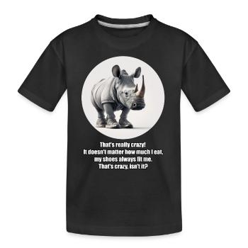 Rhinozeros (Nashorn) mit Turnschuhen- english - Kinder Premium Bio T-Shirt - Schwarz - Vorne