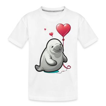 Manatee mit Herz - Kinder Premium Bio T-Shirt - Weiß - Vorne