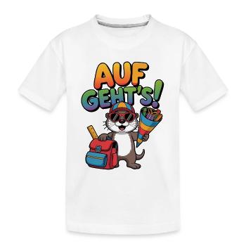 Funny otter for school enrollment - Kids' Premium Organic T-Shirt - white - Front
