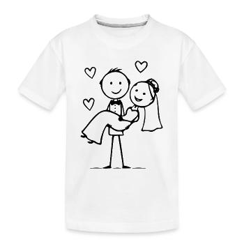 Hochzeitspaar Cartoon Herz - Kinder Premium Bio T-Shirt - Weiß - Vorne